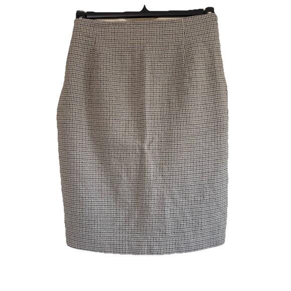 Vintage Jones New York Lined Wool Skirt Beige Checks Size 10 Made in USA - Picture 1 of 11